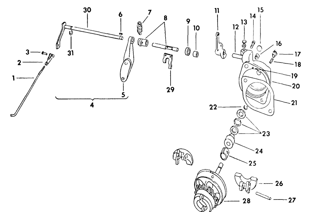 Governor And Connections Diagram and Parts List for CUB185  Cub Cadet Lawn Tractor